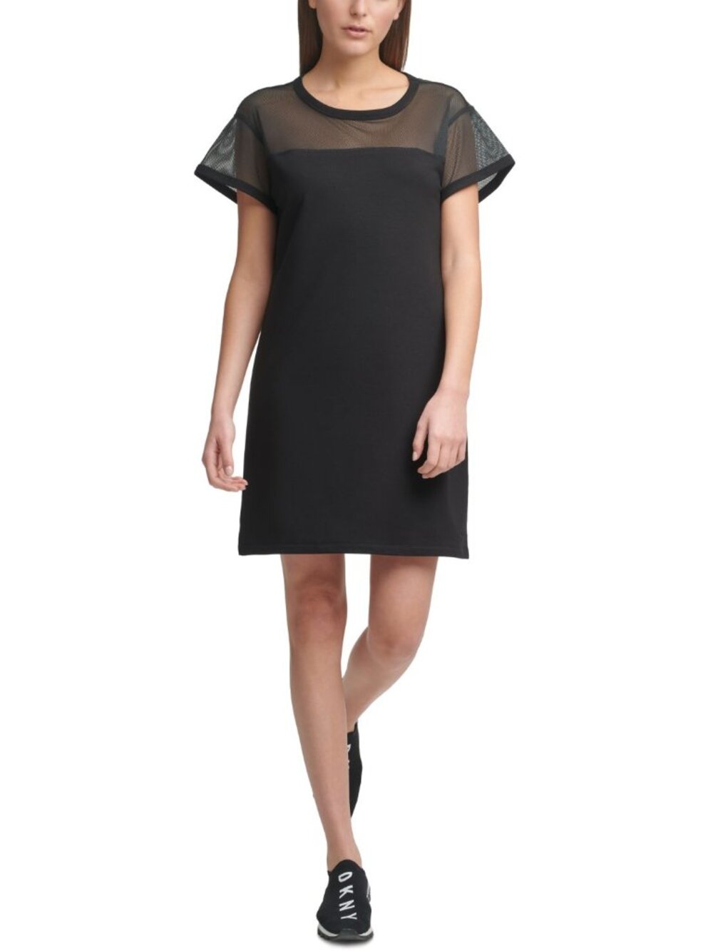 DKNY Womens Activewear Sport Mesh-Blocked T-Shirt Dress